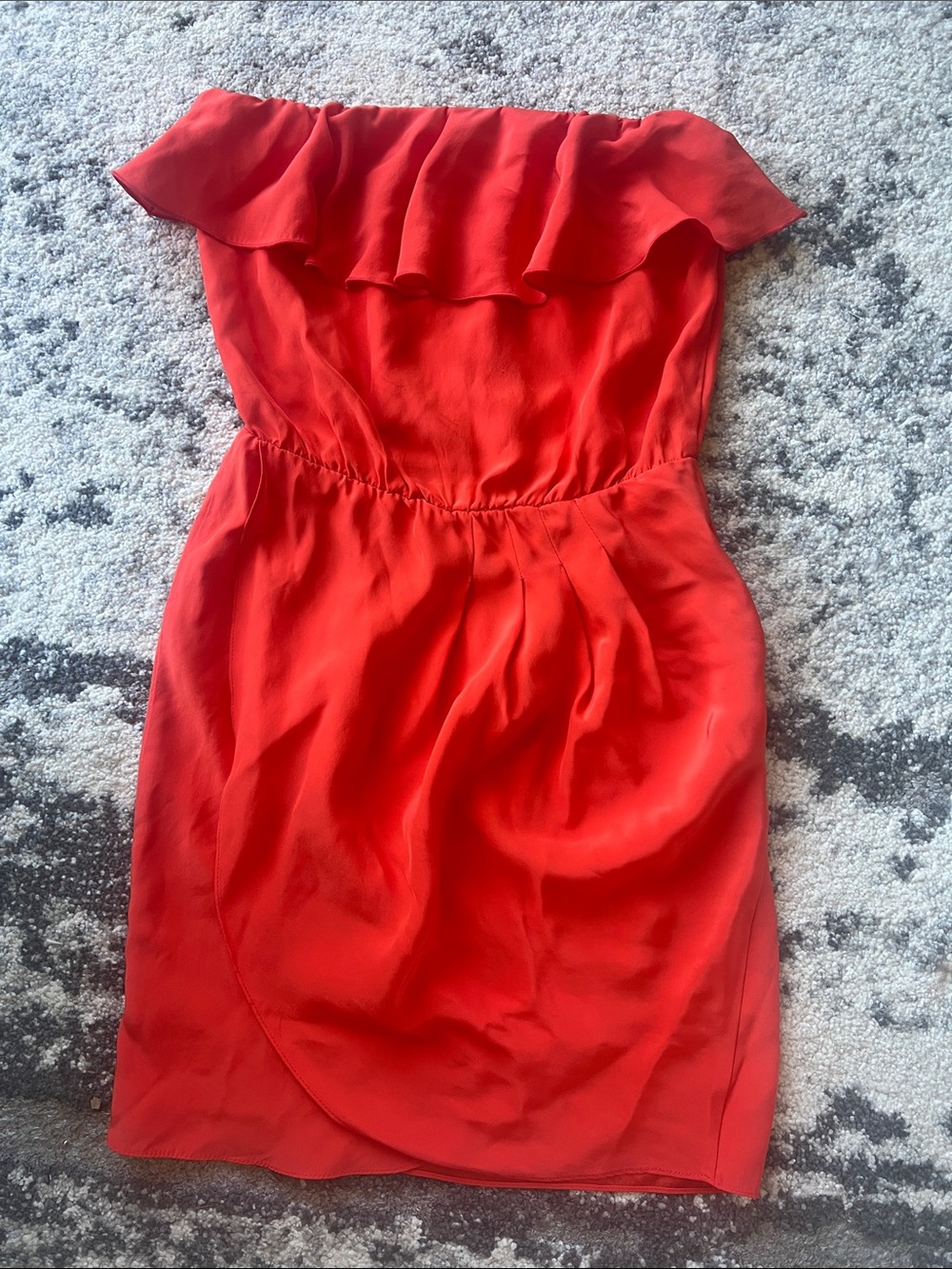 Amanda Uprichard Strapless Red Ruffle Dress
